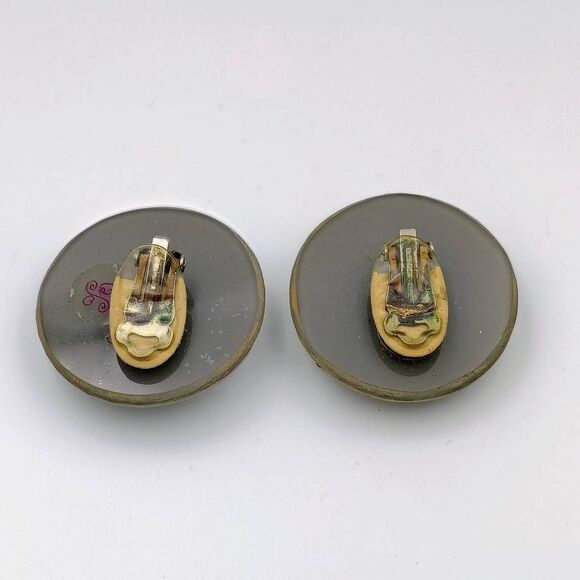 Vintage Kaso Womens Embellished Dome Clip-on Non-Pierced Earrings Silver-tone OS - Picture 4 of 6